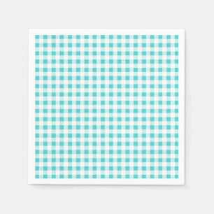 Aqua White Gingham Pattern Serviette