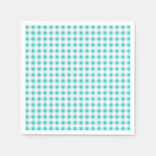 Aqua White Gingham Pattern Serviette (Vorderseite)