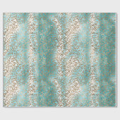 Aqua White Gold Leopard Print Geschenkpapier (Flach)