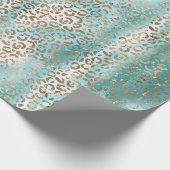 Aqua White Gold Leopard Print Geschenkpapier (Ecke)