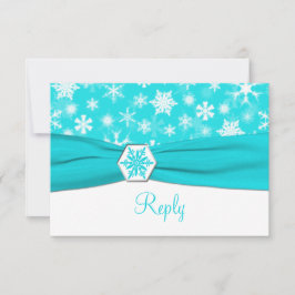 Aqua, White, Gray Snowflakes Hochzeitskarte Einladung