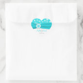 Aqua, White, Gray Snowflakes Hochzeitsticker Herz-Aufkleber (Tasche)
