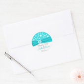 Aqua, White, Gray Snowflakes Hochzeitsticker Runder Aufkleber (Umschlag)