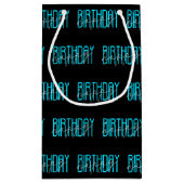 Aqua-White-Happy-Geburtstagsdesign Kleine Geschenktüte (Rückseite)