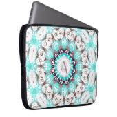 Aqua White Hearts Mandala mit benutzerdefiniertem Laptopschutzhülle (Vorne Rechts)