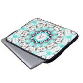 Aqua White Hearts Mandala mit benutzerdefiniertem Laptopschutzhülle (Vorne Knopf)