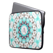 Aqua White Hearts Mandala mit benutzerdefiniertem Laptopschutzhülle (Vorderseite Links)