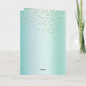 Aqua White Mint Gold Confetti Christmas Karte (Rückseite)