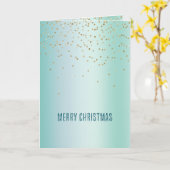 Aqua White Mint Gold Confetti Christmas Karte (Gelbe Blume)