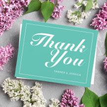 Aqua & White Modern Minimalistisch Danke Postcard