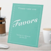 Aqua & White Moderne Minimalistische Gastgeschenk Sockelschild (In Situ)