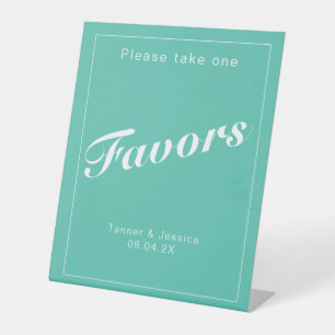 Aqua & White Moderne Minimalistische Gastgeschenk Sockelschild