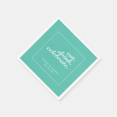 Aqua & White Moderne Minimalistische Hochzeit Serviette (Ecke)