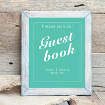 Aqua & White Modernes Minimalistisches Hochzeitsze