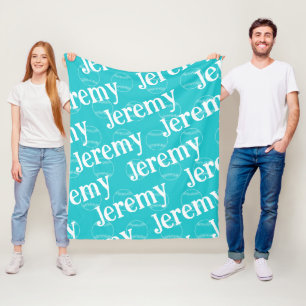 Aqua & White Novelty Baseball Fleece Blanket