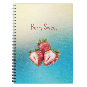 Aqua White Ombre Berry Sweet Erdbeeren   Notizblock