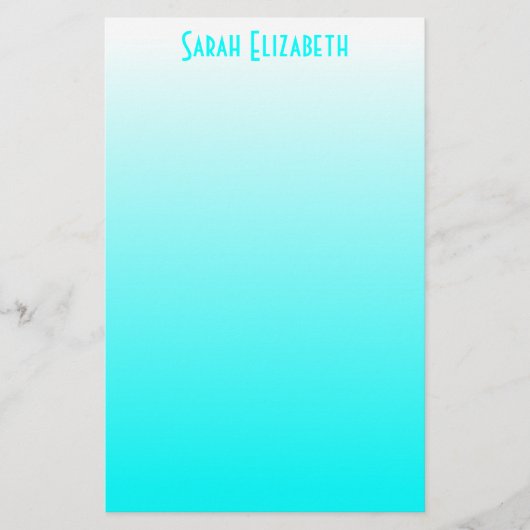 Aqua White Ombre Stationery Briefpapier (Vorderseite)