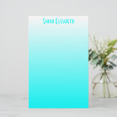 Aqua White Ombre Stationery Briefpapier (Stehend Vorderseite)