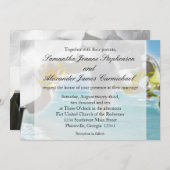 Aqua/White Orchid Beach Hochzeit Einladung (Vorne/Hinten)