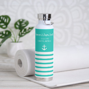 Aqua White Personalisiert Hochzeit in Urlaubsort G Trinkflasche