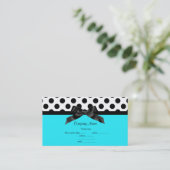 AQUA WHITE POLKA DOT BUSINESS CARD VISITENKARTE (Stehend Vorderseite)