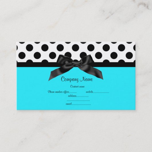 AQUA WHITE POLKA DOT BUSINESS CARD VISITENKARTE (Vorderseite)