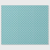 Aqua White Quatrefoil Geschenkpapier (Flach)