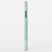 Aqua White Snowflakes Christmas Holiday Monogram Case-Mate iPhone Hülle (Hinten/Rechts)