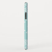 Aqua White Snowflakes Christmas Holiday Monogram Case-Mate iPhone Hülle (Hinten/Rechts)