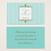 Aqua, White Stripes Gold Scrolls Gastgeschenk Hoch (Vorne & Hinten)