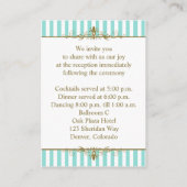 Aqua, White Stripes Gold Scrolls Umschließungskart Begleitkarte (Rückseite)