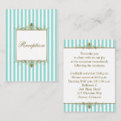 Aqua, White Stripes Gold Scrolls Umschließungskart Begleitkarte (Vorne/Hinten)