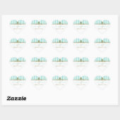 Aqua, White Stripes Gold Scrolls Wedding Sticker (Blatt)