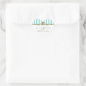 Aqua, White Stripes Gold Scrolls Wedding Sticker (Tasche)