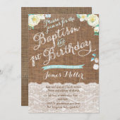 Aqua White Taufe und 1. Geburtstag Einladungen (Vorne/Hinten)