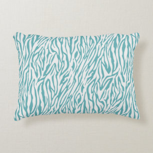 Aqua White Zebra Print Dekokissen