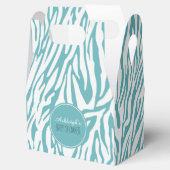 Aqua White Zebra Print Geschenkschachtel (Geöffnet)