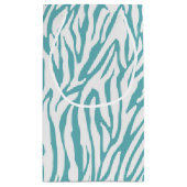 Aqua White Zebra Print Kleine Geschenktüte (Rückseite)