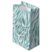 Aqua White Zebra Print Kleine Geschenktüte (Vorderseite Schrägansicht)