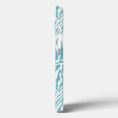 Aqua White Zebra Print Monogram Case-Mate iPhone Hülle (Rückseite / Links)