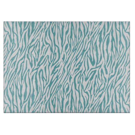Aqua White Zebra Print Schneidebrett (Vorderseite)