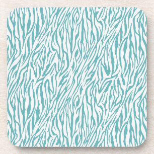 Aqua White Zebra Print Untersetzer