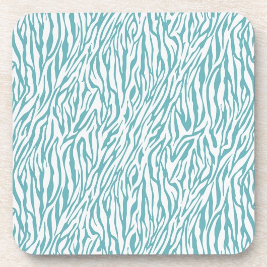 Aqua White Zebra Print Untersetzer (Vorderseite)