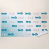 Aqua WhiteTropical Glam Ananas Strandtuch (Vorderseite)