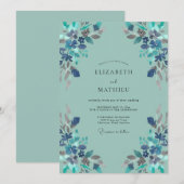 Aqua-Wildflower-Hochzeit Einladung (Vorne/Hinten)