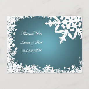 Aqua Winter Hochzeit Danke Postkarte
