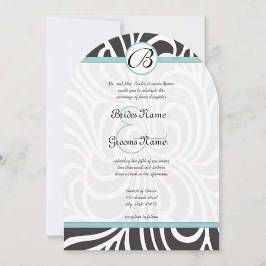 Aqua Wirbel Hochzeitseinladung Einladung (Vorderseite)