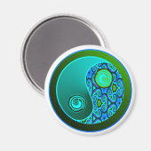 Aqua Wirbel Yin Yang Magnet (Vorderseite/Rückseite)