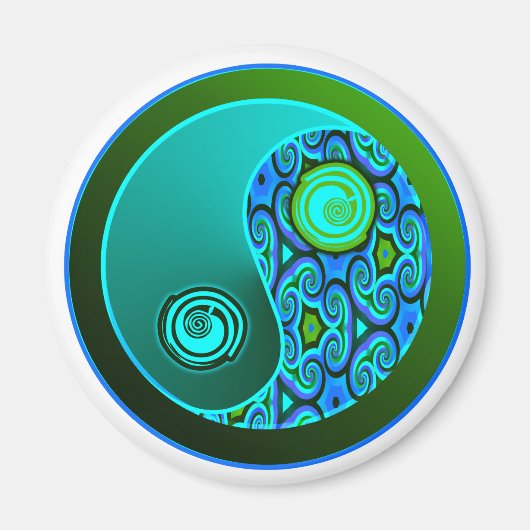 Aqua Wirbel Yin Yang Magnet (Vorne)