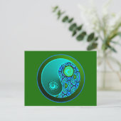 Aqua Wirbel Yin Yang Postkarte (Stehend Vorderseite)